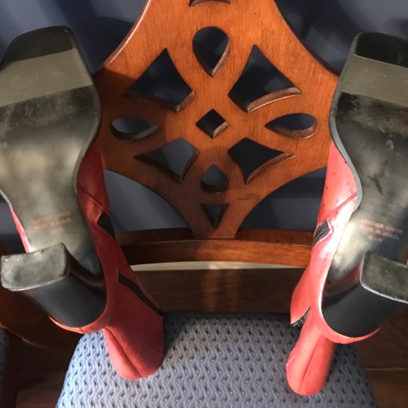 Mia Deacon Red Leather Mid Calf Boots US 8.5 M Women - Picture 6 of 11